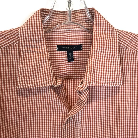 Mens Size 16.5 x 32 Burberry London Classic Red Check Button Front Oxford Shirt - Picture 3 of 3